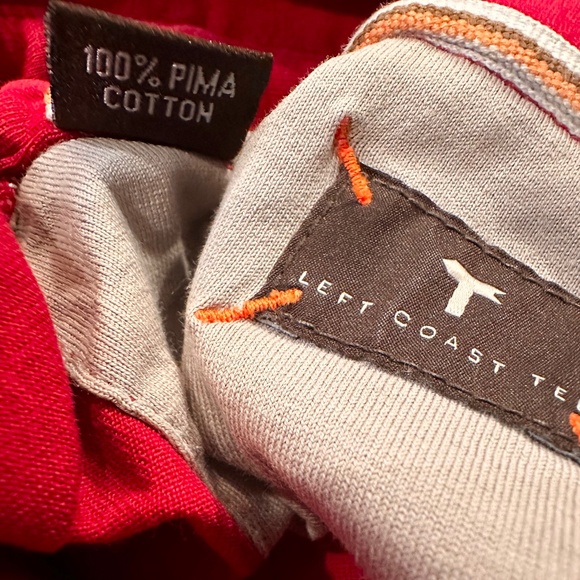 "T" Left Coast Superfine Polo / Red Pima Cotton SZ L - Picture 2 of 9
